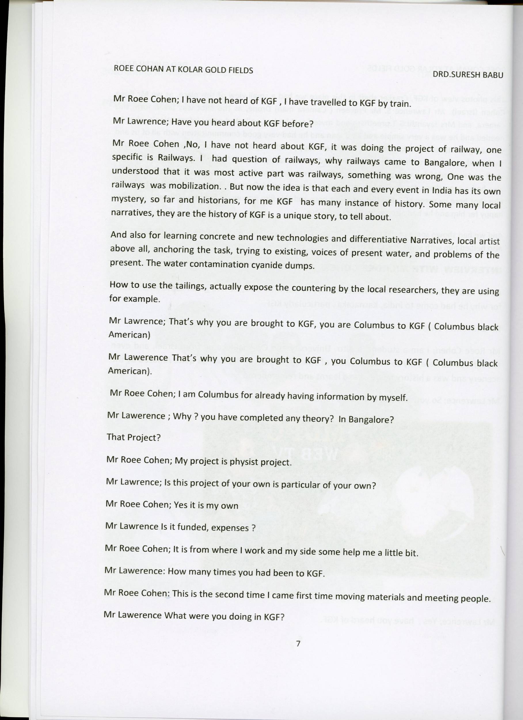 Suresh Babu. Roee Cohen in Kolar Goldfields. 2019